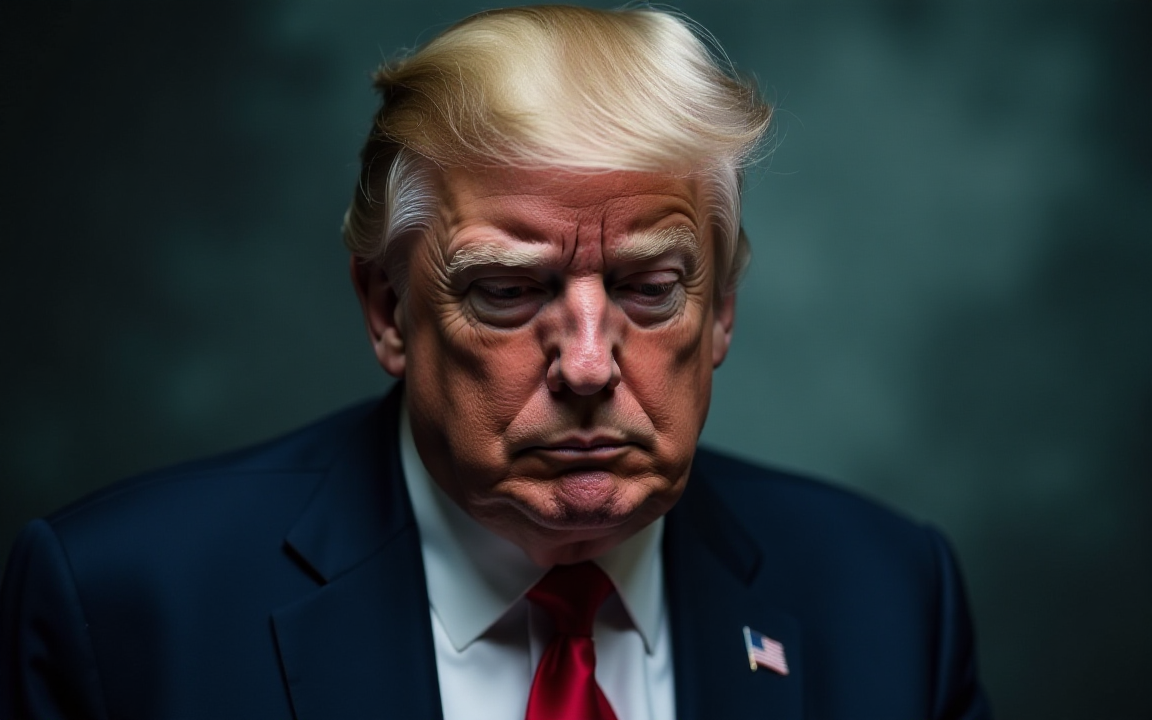 Donald Trump with a serious expression during his second term in office