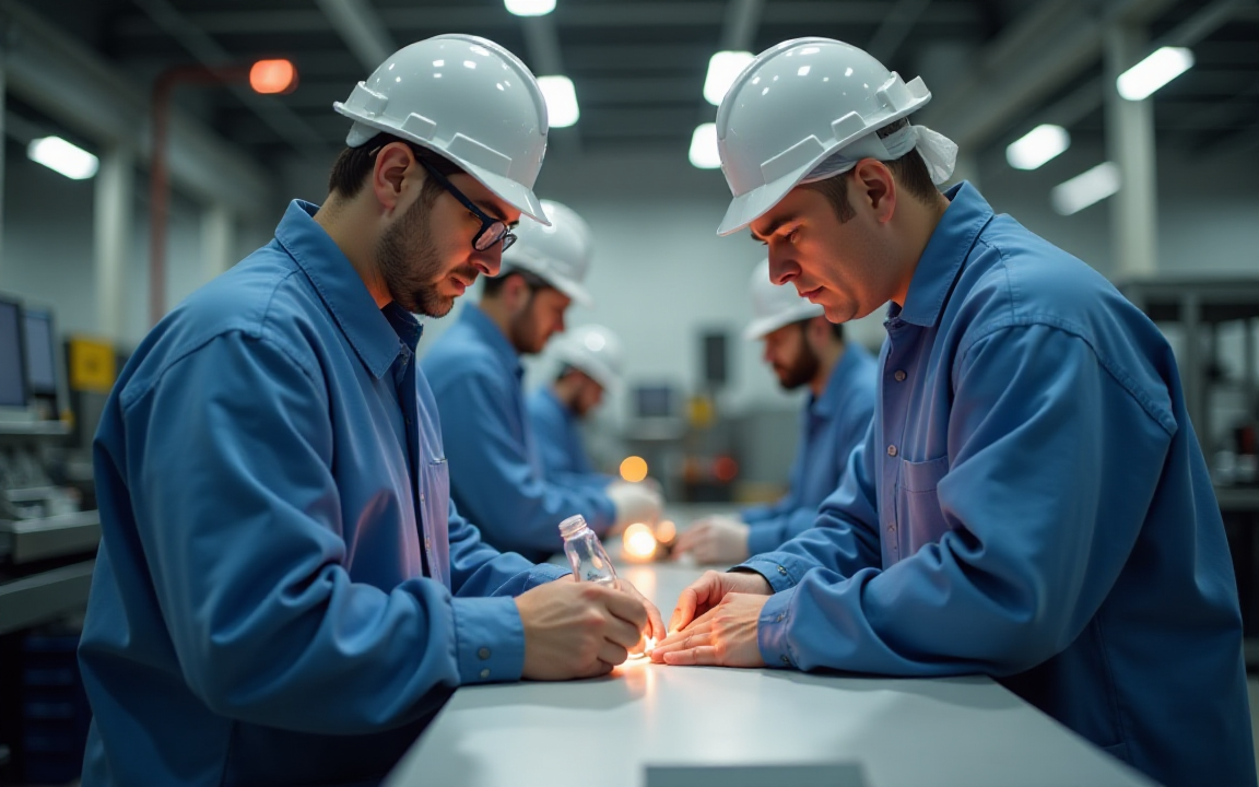 AI generated image of UK factory workers