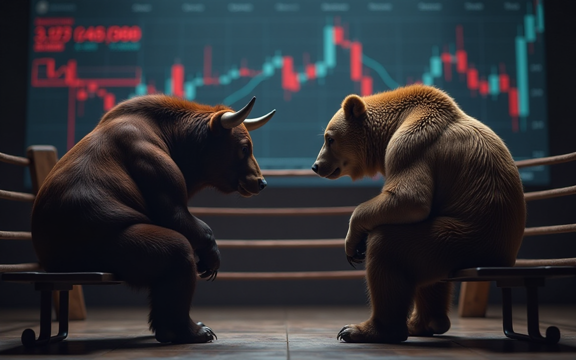 AI generated image of stock market bulls and bears